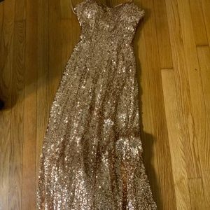 Faviana Womens  rose gold sequin dress (prom, dance)